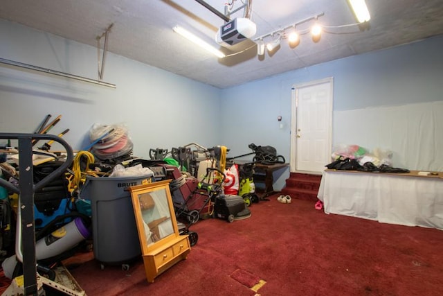 garage with a garage door opener