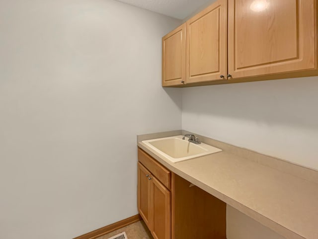 clothes washing area featuring sink