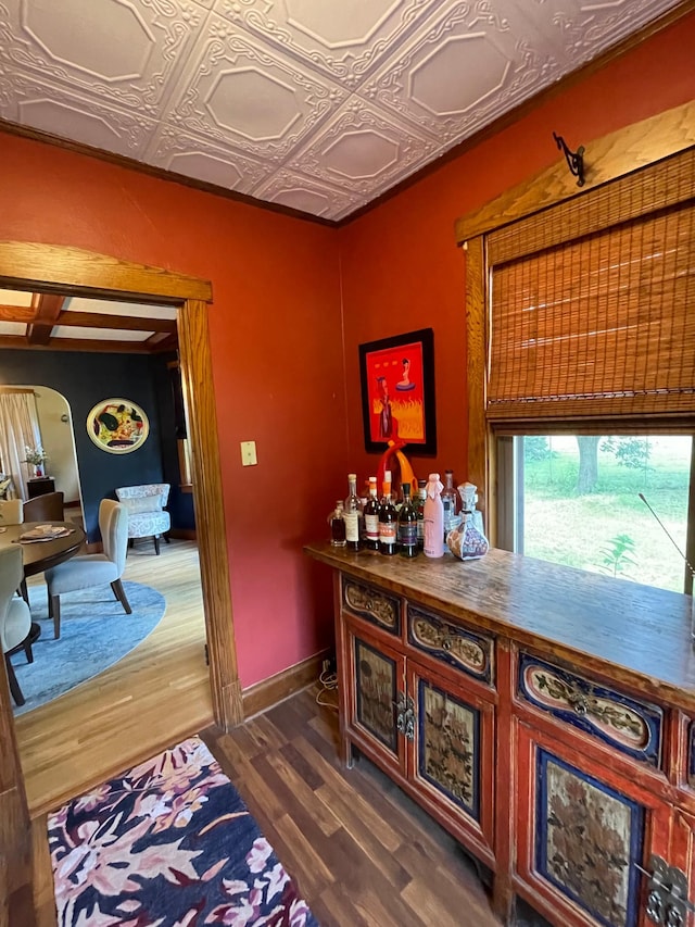 hall with dark hardwood / wood-style floors