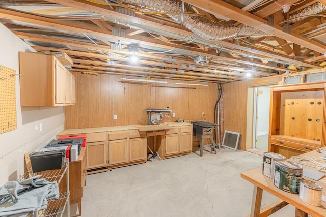 view of unfinished basement