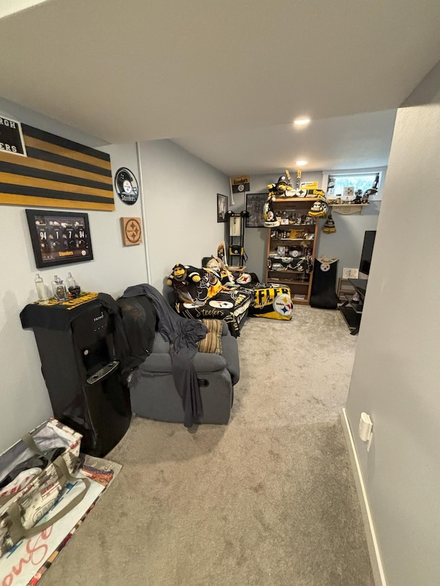 interior space featuring carpet flooring