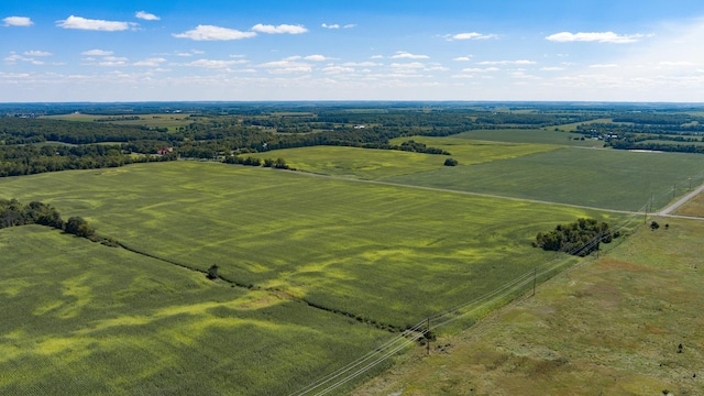 birds eye view of property featuring a rural view