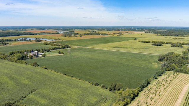 birds eye view of property featuring a rural view