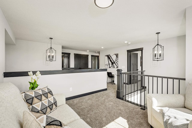 1105 136th St E, Rosemount, MN 55068 - living area featuring a chandelier, carpet flooring, and recessed lighting