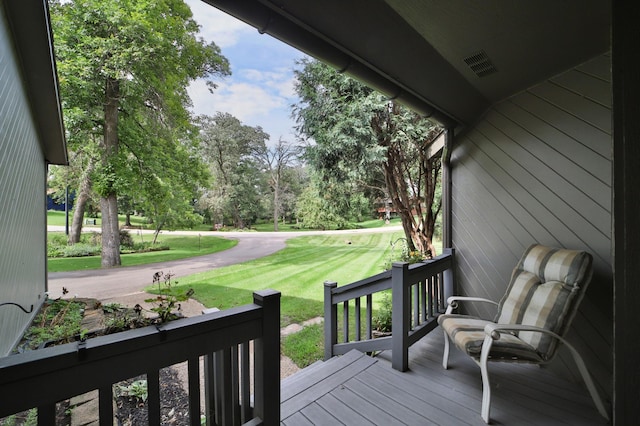 deck with a lawn