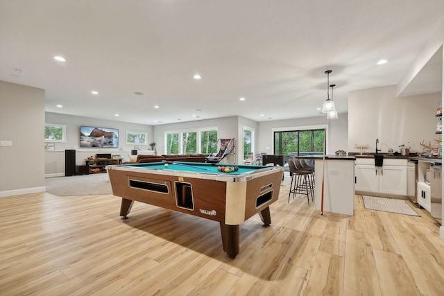 3028 Pinewood Rd SE, Rochester, MN 55904 - game room with pool table, light wood-style floors, recessed lighting, and healthy amount of natural light