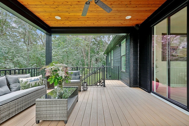 3028 Pinewood Rd SE, Rochester, MN 55904 - deck with an outdoor hangout area and ceiling fan