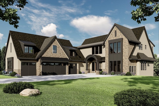 view of front facade featuring a garage and a front yard