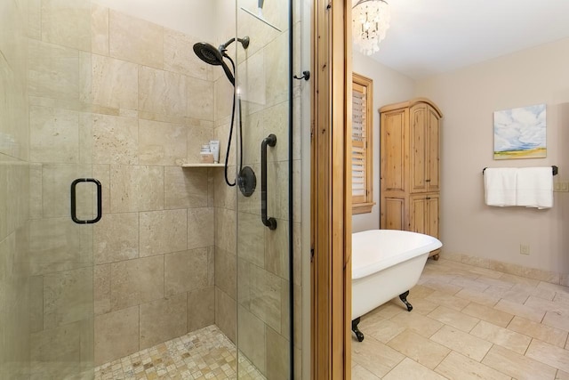 bathroom featuring plus walk in shower