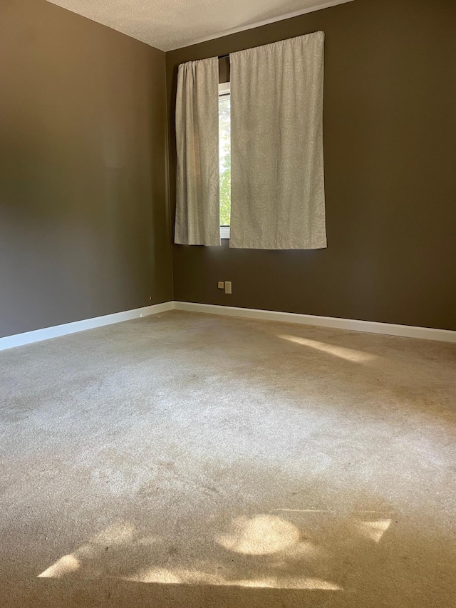 carpeted empty room with a textured ceiling