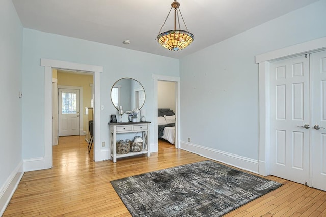 interior space with light hardwood / wood-style flooring