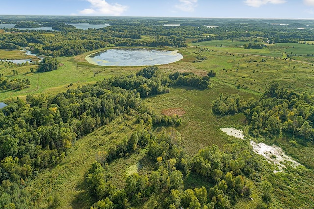 aerial view with a water view and a rural view