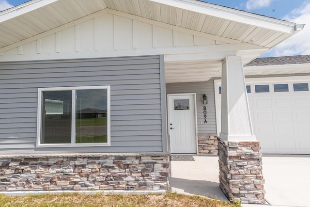 entrance to property with a garage