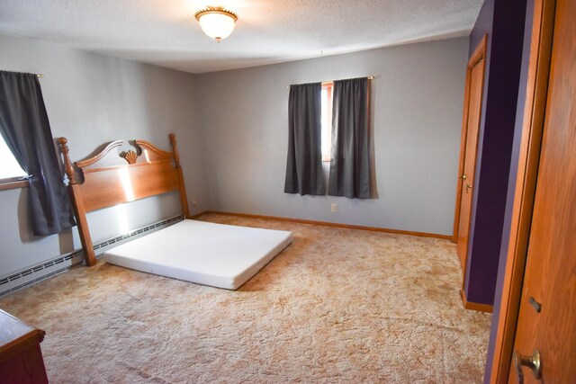 102 6th St SW, Red Lake Falls, MN 56750 - unfurnished bedroom featuring carpet flooring, a textured ceiling, baseboards, and multiple windows