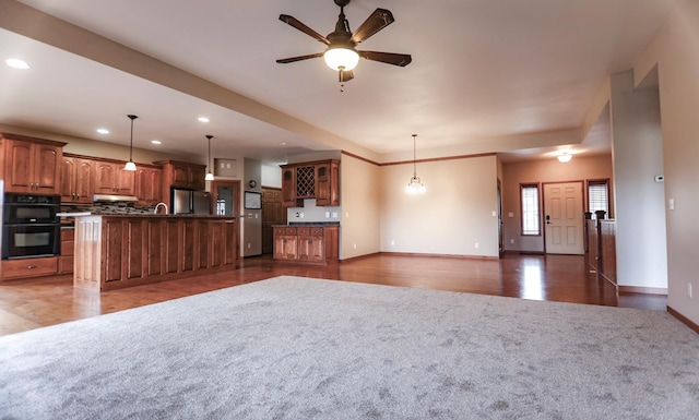 interior space featuring dark hardwood / wood-style flooring and ceiling fan