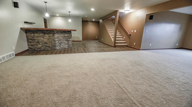 basement featuring carpet