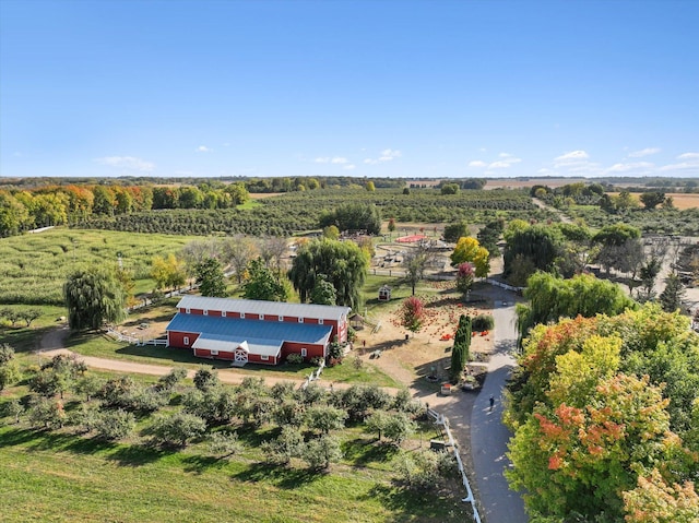 birds eye view of property featuring a rural view