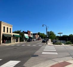 view of street with sidewalks, street lighting, and curbs