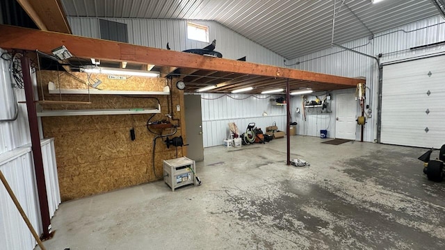 garage featuring metal wall