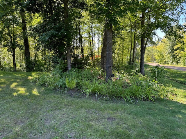 view of landscape featuring a wooded view