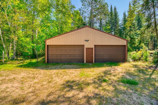 view of detached garage