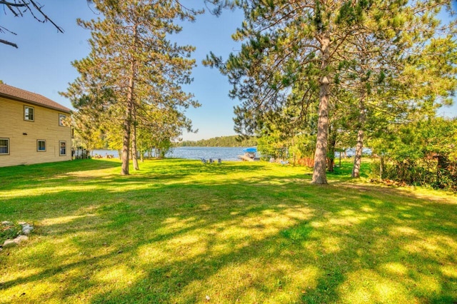 view of yard featuring a water view