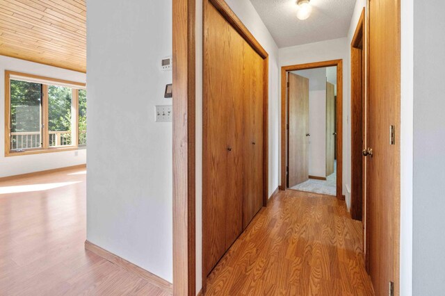 corridor with light hardwood / wood-style flooring