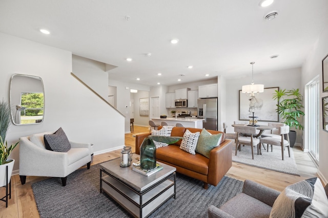 living room featuring light hardwood / wood-style flooring