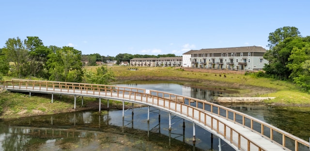 view of dock featuring a water view