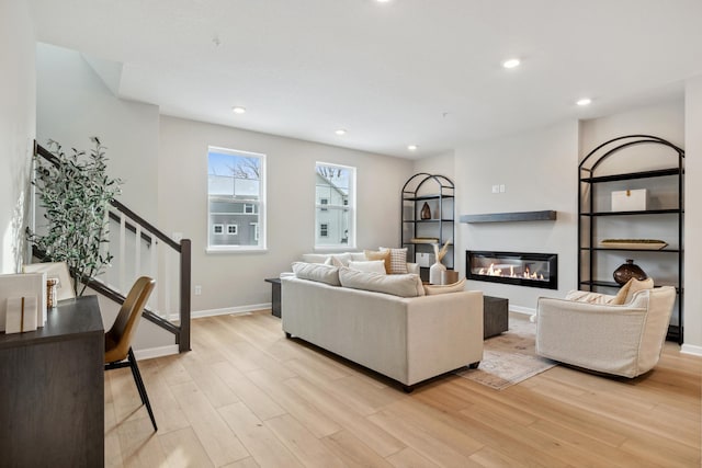 living room featuring light wood-type flooring