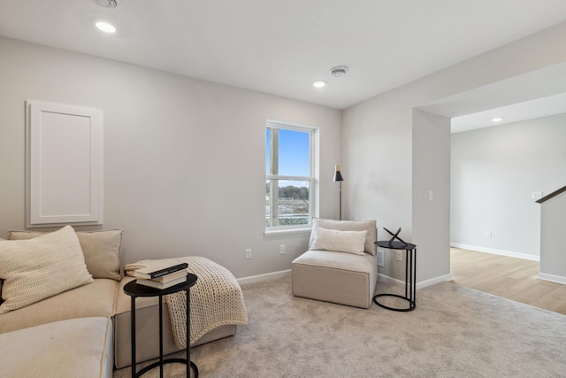 sitting room featuring light wood-type flooring