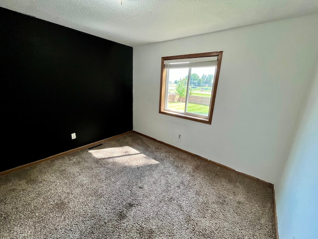 unfurnished room featuring carpet and a textured ceiling