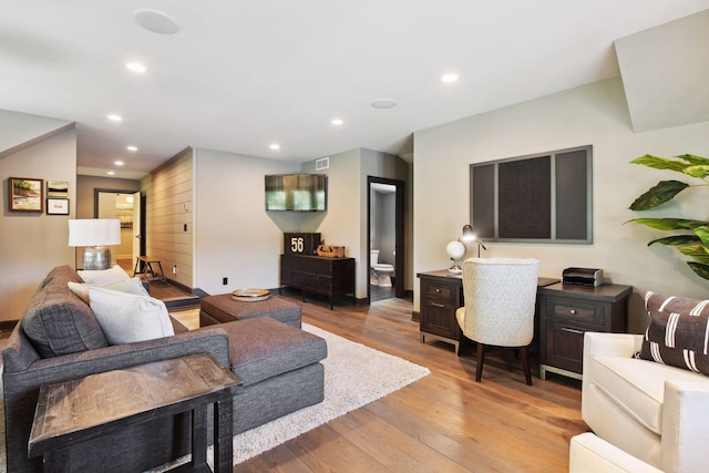 living room featuring light hardwood / wood-style floors