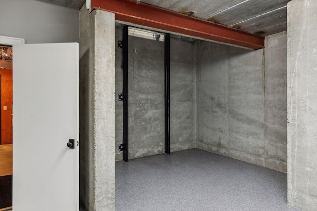 view of unfinished basement