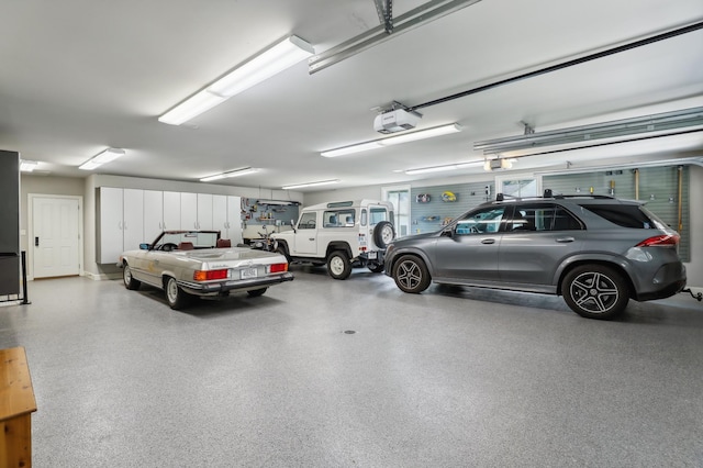 garage with a garage door opener