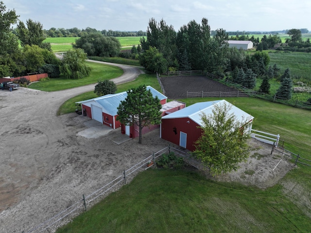 drone / aerial view with a rural view