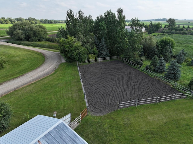 aerial view featuring a rural view