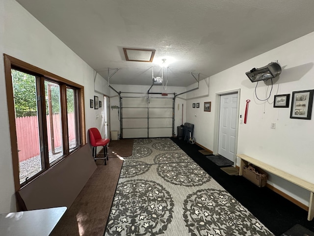 garage with a garage door opener