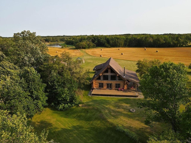 drone / aerial view with a rural view