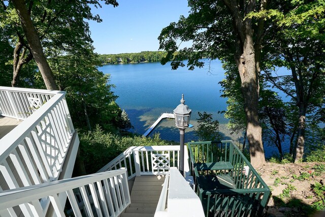 exterior space featuring a water view