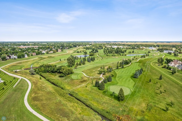 drone / aerial view with golf course view