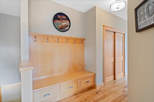 mudroom featuring light hardwood / wood-style flooring