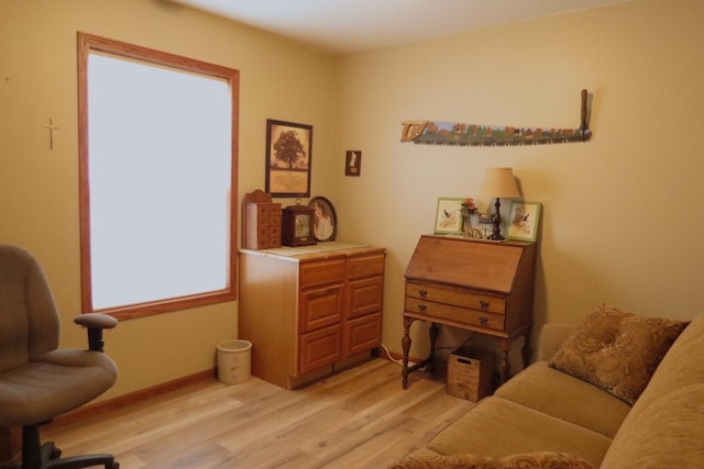 living area featuring light wood-type flooring