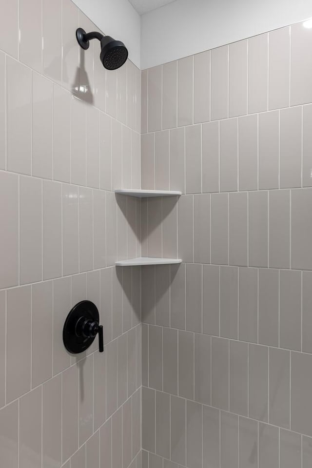 interior details featuring tiled shower