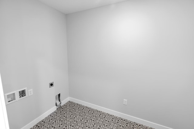 laundry area featuring baseboards, laundry area, washer hookup, and hookup for an electric dryer