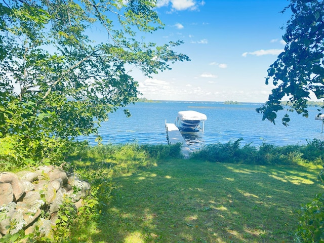 property view of water featuring a boat dock