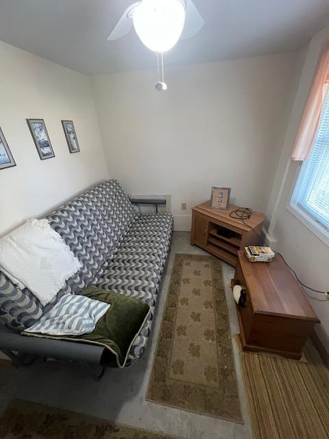 bedroom featuring ceiling fan