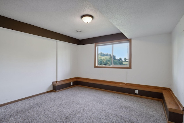 carpeted spare room featuring a textured ceiling