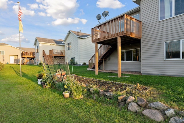 view of yard with a deck