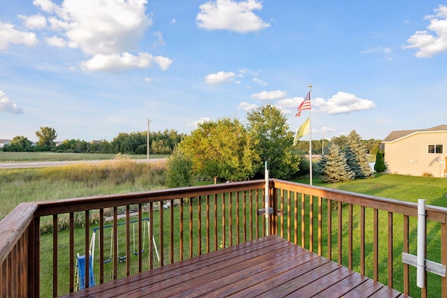 deck with a lawn